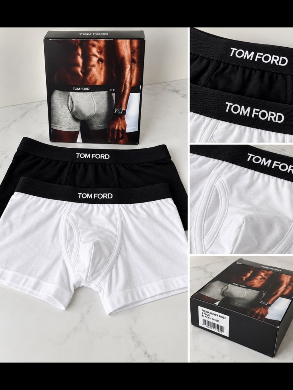Tom Ford Men’s Boxer Briefs 2-Pack – Black & White